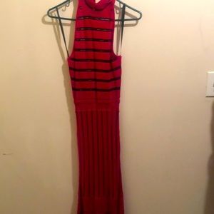 Never worn pink and black crochet dress sexy with black piping